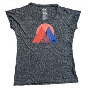 The North Face Slim Fit Gray Burn Out Cotton Blend Graphic T Shirt
